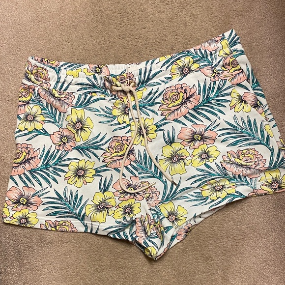 Lou & Grey Floral Drawstring Shorts - Pink, Yellow, Green - Picture 1 of 2